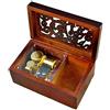 FnLy Carillon in legno antico inciso a carica musicale, con meccanismo placcato in oro, rettangolare