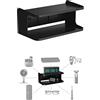 NOTMBESTM Scaffale da parete da comodino per comodino, piccolo ripiano da parete universale per letto, supporto doppio vassoio per riporre cellulare, occhiali, chiavi, fotocamera, sveglia (nero)