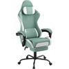 YRHome Sedia da gaming da ufficio, regolabile in altezza, con cuscino, cuscino lombare, poggiapiedi e braccioli, ergonomica, superficie in velluto verde