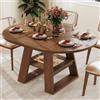 Merax Tavolo da pranzo ovale, allungabile, 110/150 x 110 cm, per 4-6 persone, con ripiano integrato e spazio per ripiano, per soggiorno, sala da pranzo, cucina, ufficio, giardino, colore noce