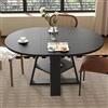 Merax Tavolo da pranzo ovale, allungabile, 110/150 x 110 cm, per 4-6 persone, con ripiano integrato e ripiano portaoggetti, per soggiorno, sala da pranzo, cucina, ufficio, giardino, nero
