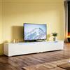 SUNXURY Moderno mobile basso per TV, 200 cm, con illuminazione LED RGB, montaggio a parete e piedistallo, porte ammortizzanti, illuminazione a LED, mobile TV per soggiorno, bianco lucido