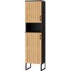 Vicco Mobiletto da bagno Vayra, Bambù, 35 x 145 cm | 2 Ante · 5 scomparti · Spazio aperto & chiuso · Per asciugamani e accessori da bagno · Ampio spazio verticale