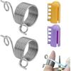 JRSHIRLEYLTD 2 pezzi per dita a maglia, supporto per dito, anello in acciaio inox, maglia a spirale, anello per ditale, anello all'uncinetto e 2 pezzi in plastica, per accessori a maglia