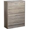 milani home - scarpiera 2 ante a ribalta 60 x 24 x 80 cm, legno naturale