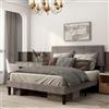 HOMCOM Telaio letto doppio base materasso 140x190cm test. regol. Grigio | Letto doppio, telaio metallico, spazio di stoccaggio, facile montaggio