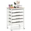 KOMFOTTEU Carrello Organizer con 4 Ruote Girevoli, 5 Cassetti,Bianco | Cassettiera Multiuso e Salvaspazio, Struttura in Metallo, per Cucina, Soggiorno, Bagno e Ufficio