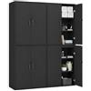 Liink1Ga Set di 2 Mobiletto in Legno Nero con Serratura 4 Ante e 6 Ripiani | Armadio Ufficio Salvaspazio Ideale per Riporre Attrezzi/Alto/Perfetto Ufficio/Camera da Letto/Soggiorno/Bagno/Garage