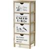 EMPOTEC Cassettiera Comò Multiuso in Legno Bianco, Cassetti, Salvaspazio, per Bagno, Cucina e Sala, Uso Interno ed Esterno (4 cassetti 30x24x79)