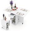 COSTWAY Tavolo da Pranzo Pieghevole Salvaspazio 4 Posti con Cassetto | Tavolino Cucina con 2 Ripiani e Ruote a Freno per Soggiorno, Cucina e Ufficio, 34-120 x 72 x 75 cm