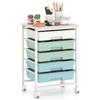 KOMFOTTEU Carrello Organizer con 4 Ruote Girevoli, 5 Cassetti,Verde | Cassettiera Multiuso e Salvaspazio, Struttura in Metallo, per Cucina, Soggiorno, Bagno e Ufficio
