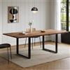 Merax Tavolo da pranzo allungabile, 140-180-220 x 80 cm, semplice tavolo da pranzo rettangolare per 6-10, guide extra larghe rinforzate, gambe in metallo, per sala da pranzo, cucina, soggiorno