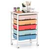 KOMFOTTEU Carrello Organizer con 4 Ruote Girevoli, 5 Cassetti,Colorato | Cassettiera Multiuso e Salvaspazio, Struttura in Metallo, per Cucina, Soggiorno, Bagno e Ufficio