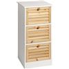 EMPOTEC Cassettiera Comò Multiuso in Legno Bianco, Cassetti, Salvaspazio, per Bagno, Cucina e Sala, Uso Interno ed Esterno (3 cassetti 63,5x31,5x30)