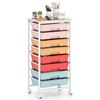 KOMFOTTEU Carrello Organizer con 4 Ruote Girevoli, 8 Cassetti,Colorato | Cassettiera Multiuso e Salvaspazio, Struttura in Metallo, per Cucina, Soggiorno, Bagno e Ufficio
