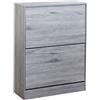 milani home - scarpiera salvaspazio 2 ante 60 x 24 x 80 cm, grigio chiaro, legno