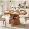 Merax Tavolo da pranzo rotondo allungabile, 110-150 x 110 x 77,5 cm, tavolo da cucina ovale per 2-8 persone, con ripiano espandibile, telaio a croce, effetto noce