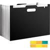 CHUANFU 13 Tasche Cartella Portadocumenti A4, Porta Documenti Espandibile, Raccoglitore Documenti con Etichette, Portatile Fisarmonica Cartelle a Soffietto Espandibili per Ufficio Scuola Casa, Nero