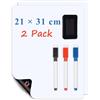 LYZZXI Lavagna Magnetica Frigo A4-2 Pezzi, Lavagnetta Cancellabile 21 x 31 cm,Foglio Magnetico a Secco con 3 Pennarelli, 1 Gomma, Flessibile Whiteboard per Liste Della Spesa e Appunti Domestici