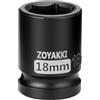 ZOYAKKI Chiave a bussola da 18 mm, in in / 12,7 mm, basse, 6 punti, CR-MO, metrica