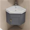 Pounjsd Mobile Angolare Mobile Bagno Con Lavabo, Mobile Bagno Angolare Sospeso Completo con Rubinetto, lavabo bagno con mobile, lavabo angolare 38 x 38cm, lavabo angolare roulotte, Grigio
