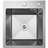ANW HOME Lavello Cucina 1 Vasca 40x45 cm, Acciaio Inox | Incasso, Rivestimento Nano, Spessore 3.0+1 mm, Con Sifone