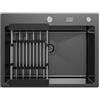 ANW HOME Lavello Cucina 1 Vasca 60x45 cm, Acciaio Inox | Rivestimento Nano, Spessore 3,0+1 mm, Con Sifone