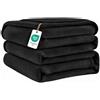 Good Nite Coperta Pile 150x200cm Plaid Divano Matrimoniale Invernale Negro
