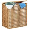 Relaxdays Cesto Portabiancheria, 2 Scomparti Cesta per Biancheria Rettangolare con Sacco 96 L, HLP: 62x56x35 cm, Beige