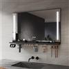 SIRHONA Specchio da Bagno 100x60cm con Mensola di Appoggio, Specchio Anti-appannamento con Illuminazione, Regolabile in Intensità e 3 Colori, Cassetto per il Trucco, Piccolo Supporto, Memoria, CRI＞90