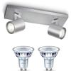 Philips Runner Faretto (Alluminio) - 2 luci - Non dimmerabile | Faretto da soffitto - GU10 - Bianco caldo