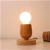 Mengjay Lampada da tavolo a cubetti in legno, lampada da tavolo in legno con presa E27, fino a max.60w lampadine industriali retrò Edison,per soggiorno, camera da letto e ufficio (Stile.D)