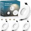 YindaLux Set da 4 cornici per faretti GU10 IP65 Bianco, orientabile 30°, telaio in ferro 230V con portalampada GU10, Ø85mm, foro 65-75mm, faretto rotondo da incasso, senza lampadina