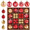 Tigerkinwit 44 Palline di Natale, Palline Albero di Natale in Plastica, Palla di Natale Rossa e Oro, Ornamenti Appesi per Albero di Natale per Casa e Feste