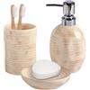 YabcY Set da bagno da 3 pezzi, organizer da bagno in ceramica, portaspazzolino, dispenser di sapone, portasapone, elegante decorazione da bagno bohémien, accessori da bagno