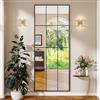 Koonmi 75 x 179 cm Specchio da parete rettangolare con cornice in metallo inclinato sospeso per ingresso, soggiorno, nero
