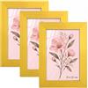 Velora Home&Living VELORA H&L H&L Set da 3 Cornici Foto Giallo A5 15 x 21 cm - Cornice in Legno con Plexiglass Trasparente, Portafoto da Parete, Cornice per Poster, Fotografie, Puzzle, Diplomi e Certificati