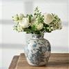 Siducal - Vaso floreale in ceramica stile cineseria, 16,3 cm, blu e bianco vintage, vaso in porcellana blu e bianco retrò craquelé per tavolo, soggiorno, decorazione bagno, decorazione mensola