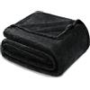 Exclusivo Mezcla Coperta in Pile, Leggero, 230x270 cm, Morbido et Soffice | Copriletto Reversibile Multiuso, Lavabile in Lavatrice, Tutte le stagioni, All'aperto, Nero