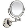 Generic Specchio Cosmetico da Parete, Specchio Trucco da Parete con Luci LED | 8 Bagno Specchio Ingranditore, Girevole a 360° Specchio Bagno Acciaio Inox 1x/5x Specchio Estensibile per Make-up e Rasatura