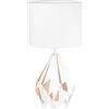 Eglo lampada da tavolo Carlton 5, lampada vintage a 1 fiamma, lampada | da comodino in acciaio e tessuto, colori: bianco, oro, portalampada: E27, con interruttore