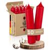 Kerzenfeld® Candele a bastoncino, 10 pezzi, 100 x 22 mm, doppio immerso, lunga durata 4+ ore, vera qualità di manifattura dalla Germania, certificazione RAL e antigoccia (rosso)