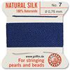 Creative-Beads - Filo per perline, filo di seta per perle da infilare, estremità del filo flessibile utilizzabile come ago, spessore 0,75 mm, lunghezza 2 m, colore blu