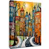 Alptiny Immagine con Cornice da 40 x 50 cm, Strada Colorata della Città e Case come Immagini per Parete per Soggiorno, Moderna Arte Murale per Decorazione da Parete per Camera da Letto, Ufficio e