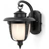 MAKA change your life quality Maka Lampada da Parete Esterno Lanterna IP55 Impermeabile Portalampada E27 Lampadina Max 60W (non inclusa) Paralume Vetro Opaco e Alluminio Pressofuso Supporto H 21 cm x L 17 cm (Nero Satinato)