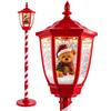 Avilia Lampione Natalizio 180 cm con Neve, Luce LED e Musica | Addobbo di Natale da terra effetto palla di vetro, lampione con neve in movimento, palo a bastoncino di zucchero, USB