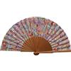 Tusitala Barcelona Ventaglio spagnolo Lazos - Legno e cotone - 23 cm - Custodia in yute natural - Accessorio moda - Fatto a mano in Spagna - Eventi e regali - Collezione Geometrie - Tusitala Barcelona