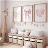 champracer Set di 3 poster rosa estetico con motivo a cuore rosa e fiocco su tela, decorazione da parete per ragazze, senza cornice (30 x 40 cm, B)