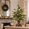 Generic Vintage Lighted Norfolk Pine Tree,Tabletop Christmas Decor with LED Light | Pre-Lit Artificial Norfolk Pine Small Christmas Tree,Warm White LED Glow,Cascading Evergreen Branches,Antique-Bronze Pedestal
