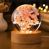 Excerando Lampada Sfera di Cristallo - 6cm Lampada Fiori Crystal Ball con Luce LED e Base in Legno, Lampada Decorativa Palla di Vetro per Decorazioni Casa e Soprammobili Soggiorno (Margherita Rosa)